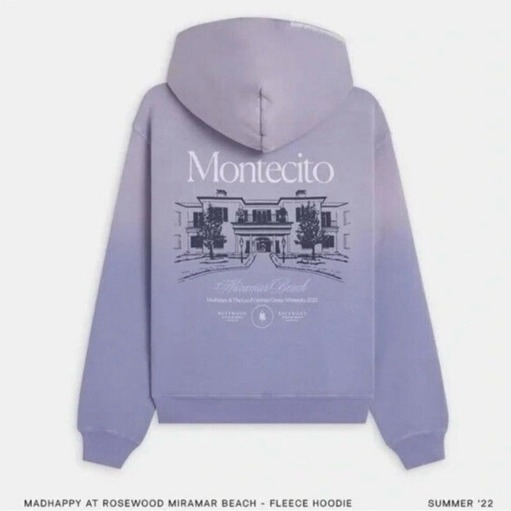 RARE! MADHAPPY ROSEWOOD MIRAMAR BEACH MONTECITO HOODIE MEDIUM